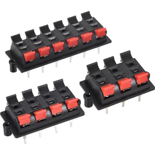 Uxcell 6 Way Spring Speaker Terminal Clip Push Release Connector Strip Push Type Speaker Terminal Board Red Black