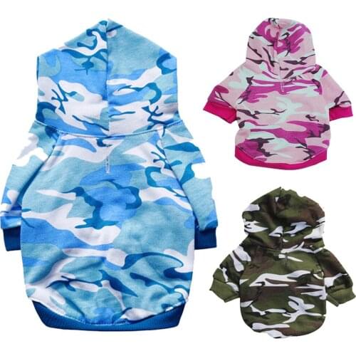 Spring and Summer New Fashion Classic Three-color Camouflage Hoodie Hooded Sweater T-shirt Short-sleeved Puppy Dog Clothes