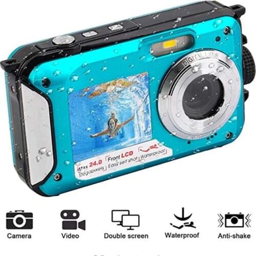 2.7inch TFT Digital Camera Waterproof 24MP MAX 1080P Double Screen 16x Digital Zoom Camcorder HD268 Underwater Camera