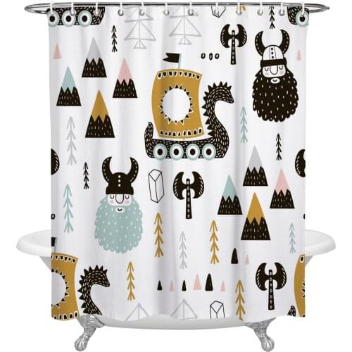 Viking Beard Art Shower Curtain Home Bath Decorative Waterproof Polyester Fabric Bathroom Curtain