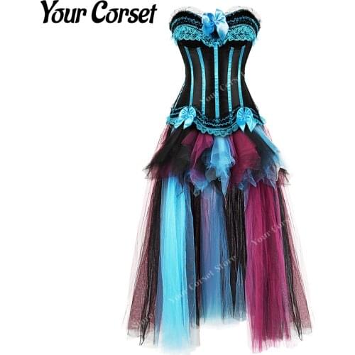 Women’s Long Corset Dress Floral Gowns Corsets and Bustiers Plus Size Dresses for Women Sexy Party Club Victorian Dress Medieval