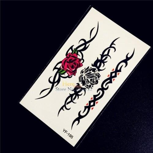 1PC Beauty Rose Flower Bracelet Temporary Tattoo Jewelry Sticker Girl Black Chains Design Tattoo HYF-195 Women Sexy Tatoo Selfie