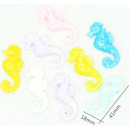 10PCS 18mmX41mm Randomly Mixed Colors Resin Flatback Hippocampus| Summer Ocean Party Embellishment Miniatures