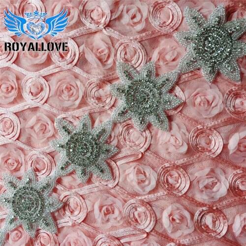 10 yards Handmade Beaded Sewing on Rhinestones motifs Wedding Belt Appliques Crystal Trimming Strass Iron on Patches For Garment