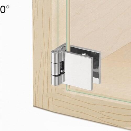 2 Pcs Glass Door Hinge Cupboard Showcase Cabinet Hinge Durable Glass Clamp Home RE