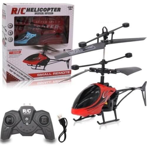 2 Way Remote Control Helicopter With Light Usb Charging Fall Resistant Mini Airplane Model For Children Resistant Toys Gifts