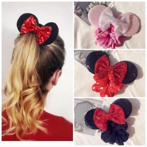 2021 New Arrival Sequin Hairbows Mouse Ears Turban Headband For Women/baby Girls Kids Hair Bands Headband For Girl Headwear