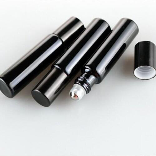5ML 10ML Black UV Essential oil Roll On Bottle Vials with steel metal roller ball for perfume