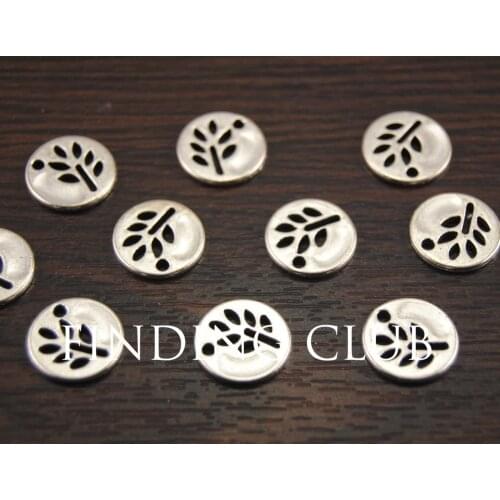 50 Pcs Silver Color/bronze Mini Round Leaf Charm Diy Findings Jewelry Accessories Jewelry 12mm A990