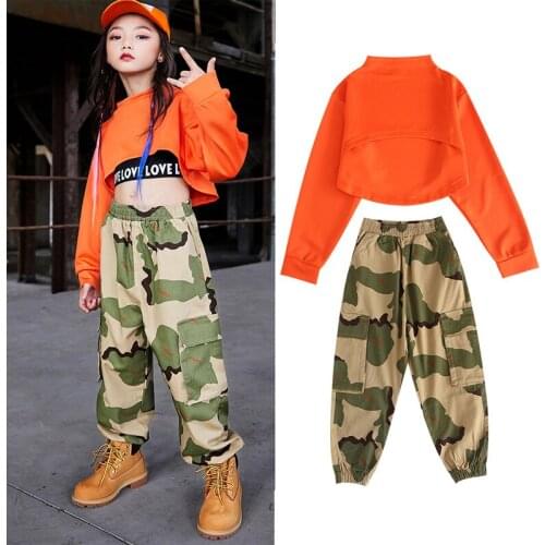 Children Day Jazz Dance Costumes Girls Summer Vest Camouflage Pants Outfit Hip Hop Dance Costumes Stage Performance Wear