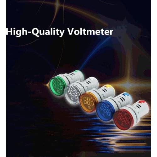 DIY Mini Digital Voltmeter 22mm Round AC 12-500V Volt Voltage Tester Meter Monitor Power LED Indicator Pilot Lamp Light Display