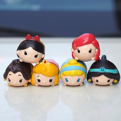 6Pcs/Set Disney Anime Snow White Ariel Elsa Princess Rapunzel Jasmine Cinderella Anna Model Action Figures Dolls Kid Toy Gift