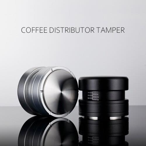 Stainless steel Cookie elastic Coffee Press Powder Hammer Coffee Tamper 53/58.5mm Spring coffee distributor tamper For Barista