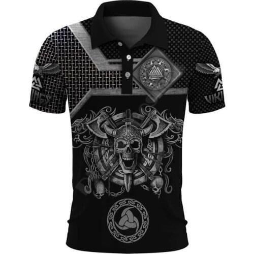 Hawaii Polo Shirt Viking Tattoo Skull 3D Printed Polo Shirt Men For Women Short Sleeve Summer T-shirt style-5