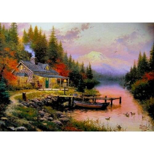 T K Art Oil Painting - End of a Perfect Day