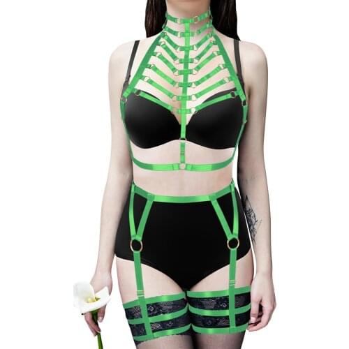 Fetish Lingerie Sets Women Sexy Underwear Erotic Garter Full Body Hollow Chest Harness Goth Clothing Belt Punk Accessorie