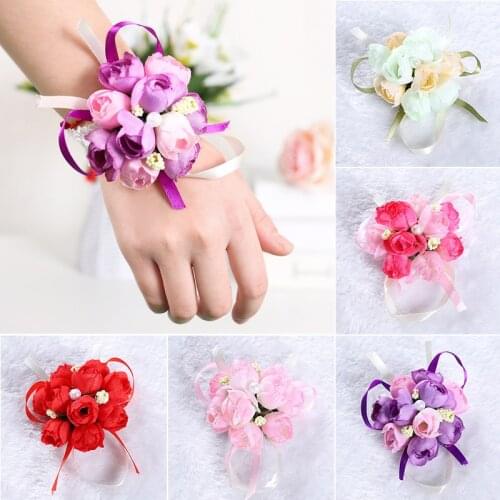 Wrist Corsage Bridesmaid Sisters Hand Flowers Artificial Bride Flowers for Wedding Dancing Party Decor Bridal Prom