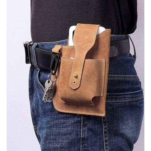 2 Color-Sports Running Outdoor Sports Cell Phone Leather Waist Bag For Phone Men Multi-Function Key Pen Belt Bag