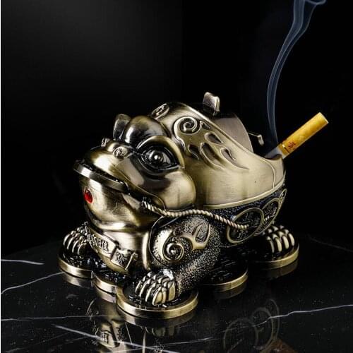 Creative toad metal smoking tray creative ashtrays with lids cendrier cigar ashtray ashtray home decoration AT042