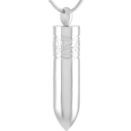 Cool Mens Bullet Memorial Jewelry Ashes Keepsake Pendant for Human/ Pet Ash Holder Stainless Steel Cremation Urn Necklace