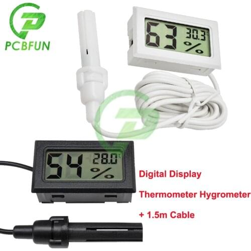 Mini LCD Digital Thermometer Hygrometer Temperature Indoor Convenient Temperature Sensor Humidity Meter Gauge 1.5m Cable Probe