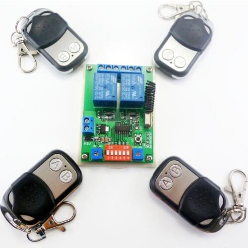 Dc 12v 2ch Multi-Function Wireless Controller Module 4pcs 433m High Power 2 Button Sc 2262 Transmitter Remote Control Kit