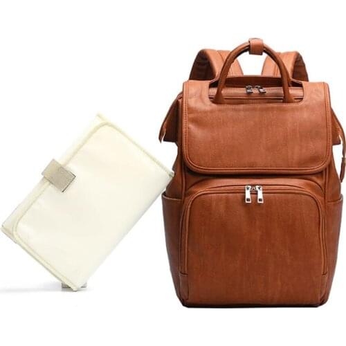 Premium New Large Capacity Maternity Nappy Diaper Bags PU Leather Mummy Travel Backpack Multi Function Organizer