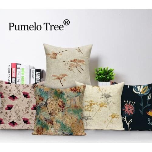 Vintage Flower Double Side Print Cushion Cover Sofa Seat Soft Throw Pillow Case Cover Peony 45x45cm Linen Home Decor Pillow