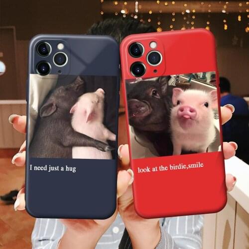 Cute couple pigs Case For iphone 11 12 Pro XS Max mini XR X Candy Phone Case For iphone 8 7 6 6S Plus SE2020 Soft Silicone Cover