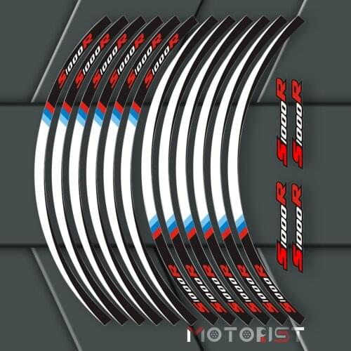 A set of 12pcs high quality motorcycle wheel decals waterproof Reflective stickers rim stripes For BMW S1000R