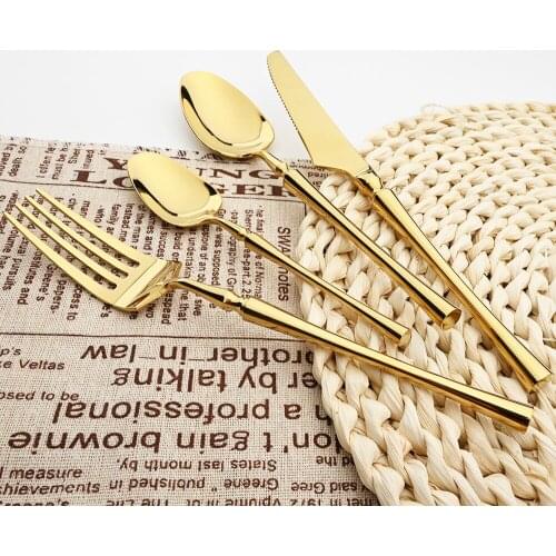 18/10 Stainless Steel Gold Dinnerware Set Mirror Cutlery Mirror Polishing Silverware Dinner Knife Fork Tea Spoon Tableware Set