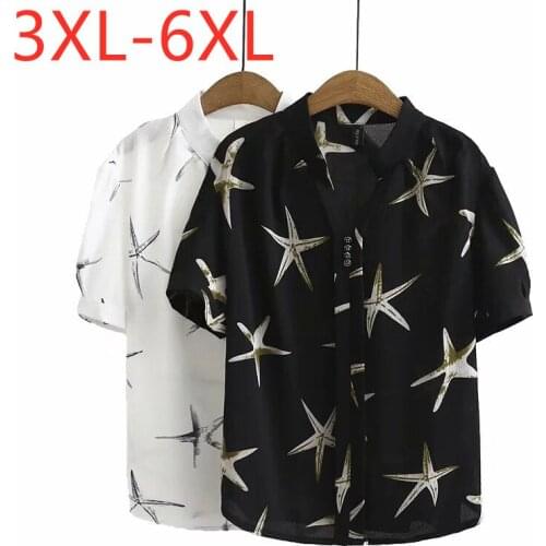 New 2021 Ladies Summer Plus Size Tops For Women Large Blouse Short Sleeve Loose Casual Black Print Chiffon Shirt 3XL 4XL 5XL 6XL