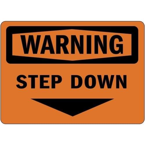 Tin Signs Warning Step Down Sign Metal Sign for Bedroom Cafe Home Bar Pub Coffee Beer Kitchen Bathroom Funny Wall Decor