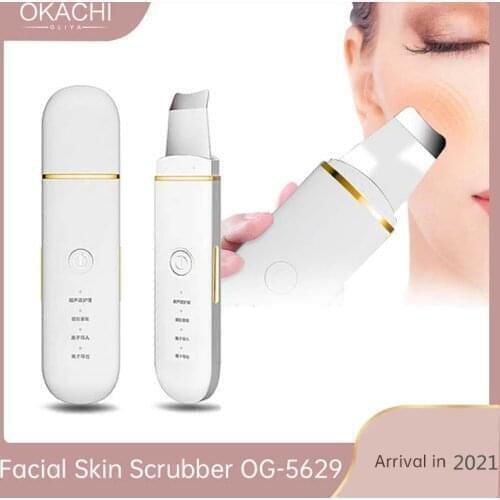 Professional Ultrasonic Ion Facial Skin Scrubber Electric Exfoliator Pore Cleaner Blackhead Removal Rechargeable Beauty Instrume