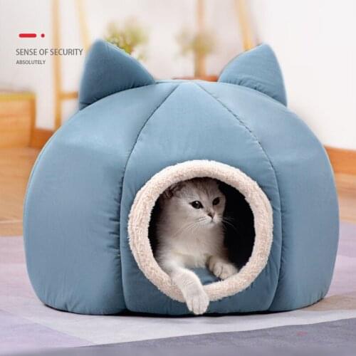 Removable Cat Bed House Pet Cage for Small Medium Dogs Cats Cat Pet House Cave Winter Puppy Kennel Nest Kitten Dog Cushion Mat