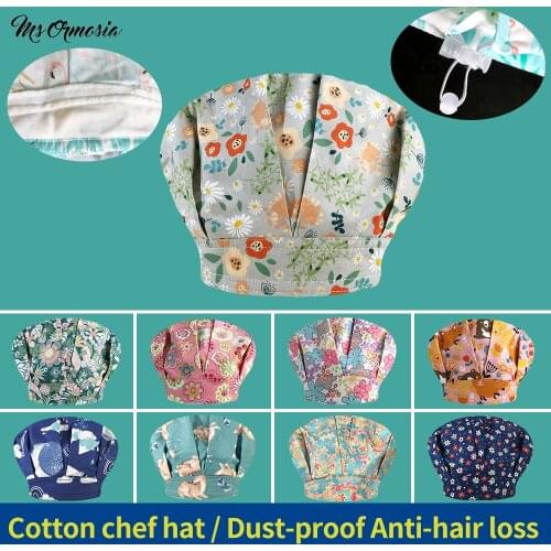 Pet beauty Scrub Cap Cartoon Print Scrub Hat kitchen chef work Cap 100% Cotton Beautician SPA Working Headwear Chef Cooking Hats