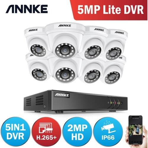 ANNKE 8CH 2MP HD Video Security System H.265+ 5in1 5MP Lite DVR 4X 8X 1080P Dome Outdoor Weatherproof CCTV Security Cameras Kits