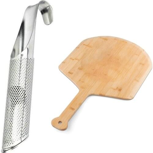 4 Pack Tea Infuser Stainless Steel Tea Strainer Filter Pipe Stick Steeper & 1X Pizza Peel,Paddle - Spatula Grade Bamboo