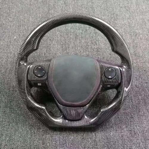 Cuatomized Full Carbon Fiber Sports Steering Wheel Alcantara Leather compatible for Toyota Avalon Camry Corolla 2016-2020