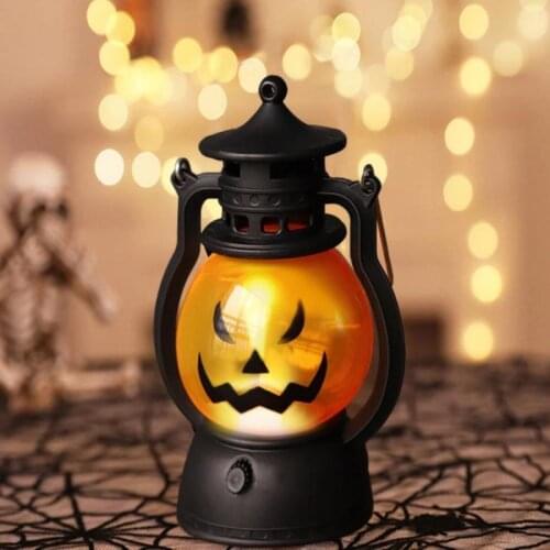 Pumpkin Skull LED Pony Lantern Halloween Decoration Lamp Home Festival Bar Party Ornament Hanging Light Oil Lamp Prop Supplies