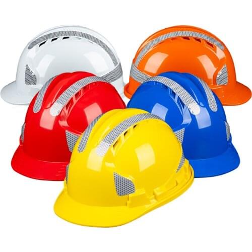 Reflective Hard Hat Outdoor Working Safety Helmet Breathable Construction ABS Work cap High strength Head protection