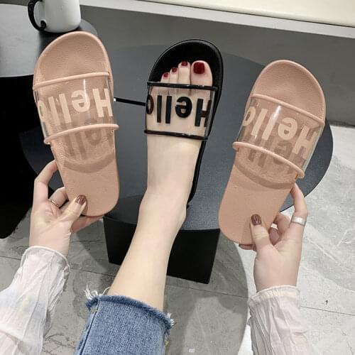 Slippers female fashion transparent bath antiskid female flat bottom household slippers women shoes designer slippers men