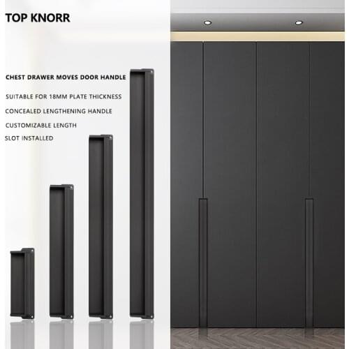 Invisible handle wardrobe door cabinet drawer modern simple custom length hidden slot handle golden black big handle