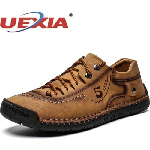 UEXIA Fashion High Quality Men Casual Shoes Spring Autumn Breathable Outdoor Lether Sneakers Sport Anti-slip Walking Footwear