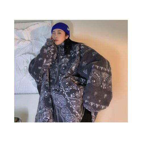 Retro street wear cashmere coat on both sides of the street womens winter hip hop casual loose thickened wool top ins jackets