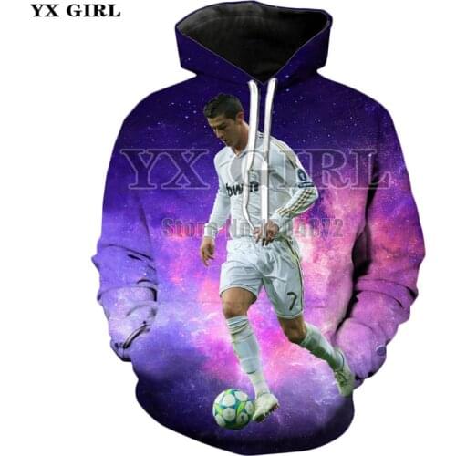 YX Girl Drop shipping 2018 Fashion Clothes Mens Character Hoodies Ronaldo Hoodie Men 3d Print Hooded Sweatshirt Tops Streetwear