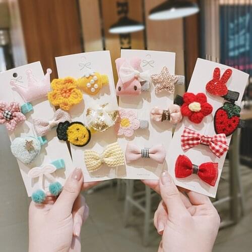 5Pcs/Set Baby Girls Hair Accessories Korean Hair Bows Clip Princess Hairpin Barrettes Glitter Bunny Flower Clips Kids Headwear