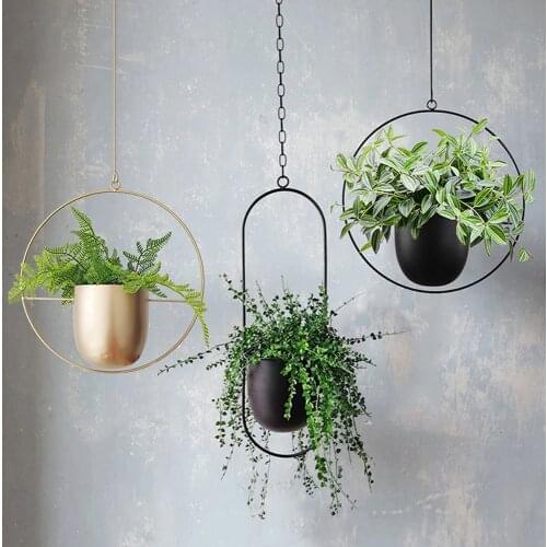 Metal Hanging Flower Pot Plant Hanger Chain Hanging Planter Basket Flower Vase Plant Holder Home Garden Balcony Decoration