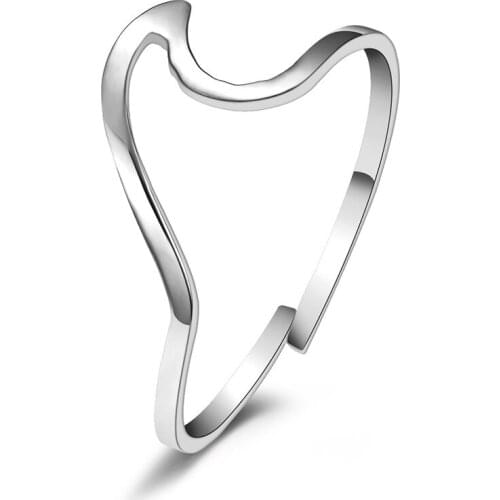 Korean Style Rose Golden Geometric Wave Cool Stuff Adjustable Rings For Women Stainless Steel Cloud Elegant Boho Jewelry 2021