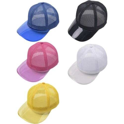 Women Men Blank Plain Full Mesh Baseball Cap Solid Color Transparent Visor Sun Protection Summer Hip Hop Adjustable Trucker D0LF